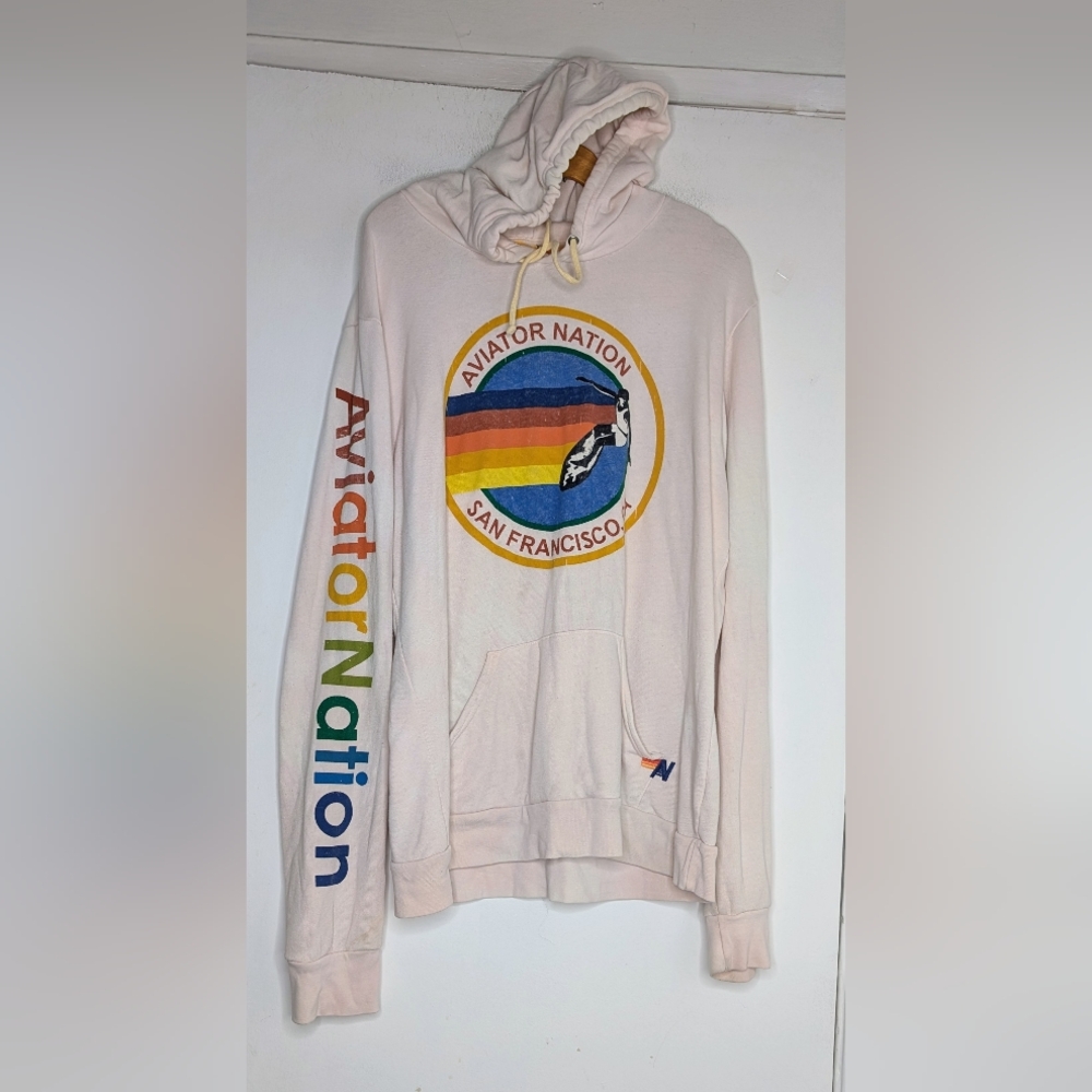 Aviatior Nation • Men's Light Pink San Francisco Sweatshirt Size XL